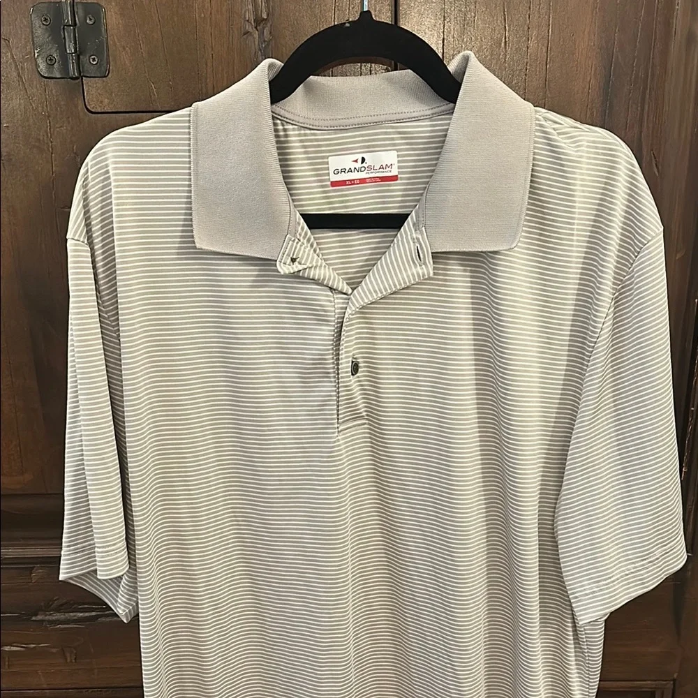 Grand Slam Men's Striped Polo Shirt - Gray - Picture 3 of 4